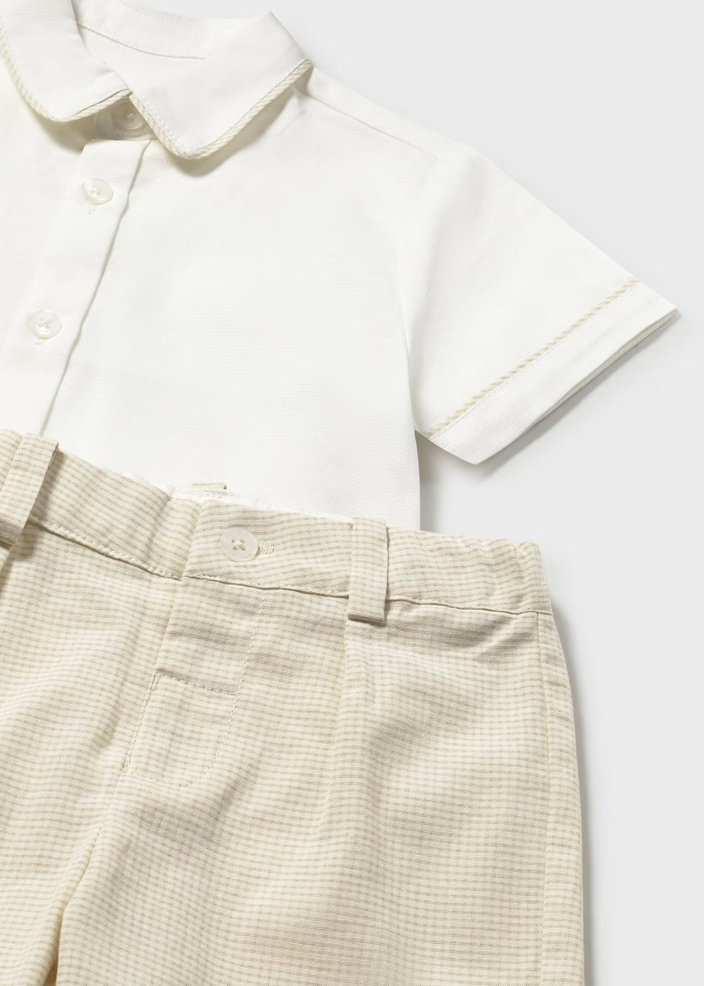 Conjunto bermuda y camisa con lino bebé
