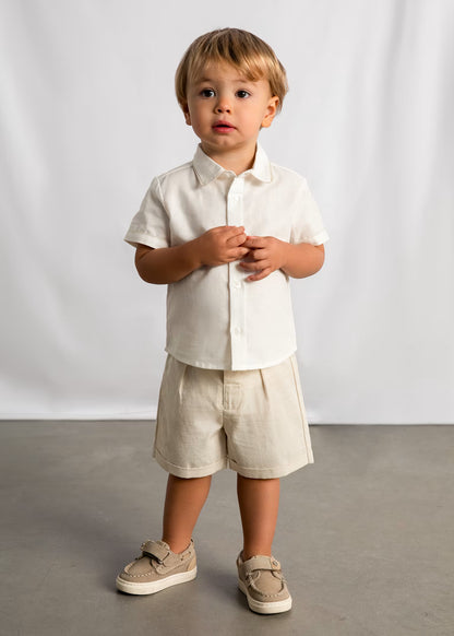 Conjunto bermuda y camisa con lino bebé