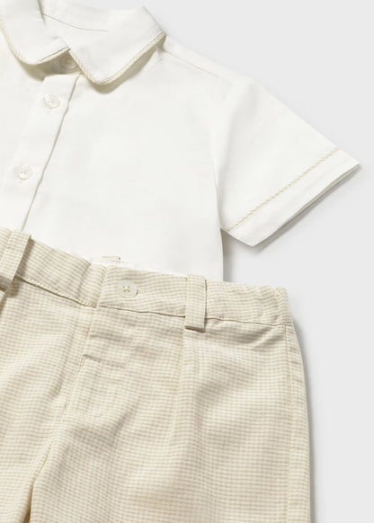Conjunto bermuda y camisa con lino bebé