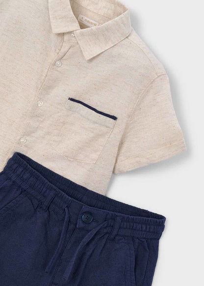 Conjunto bermuda y camisa con lino niño