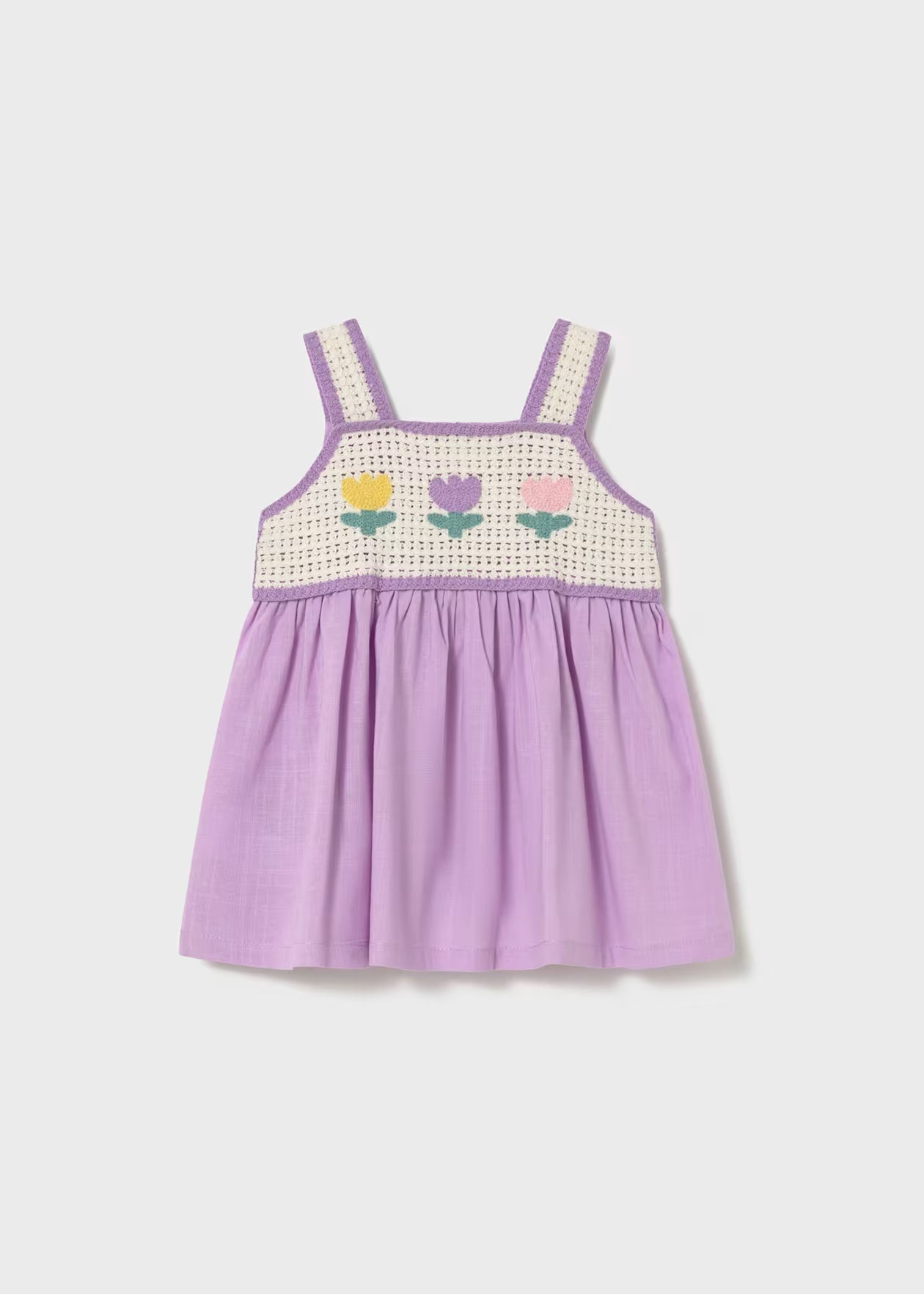 Vestido combinado crochet bebé