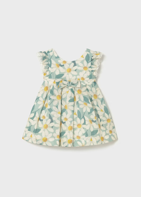 Vestido de ceremonia con holanes y estampado de flores bebé